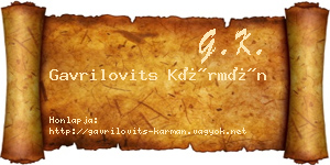 Gavrilovits Kármán névjegykártya